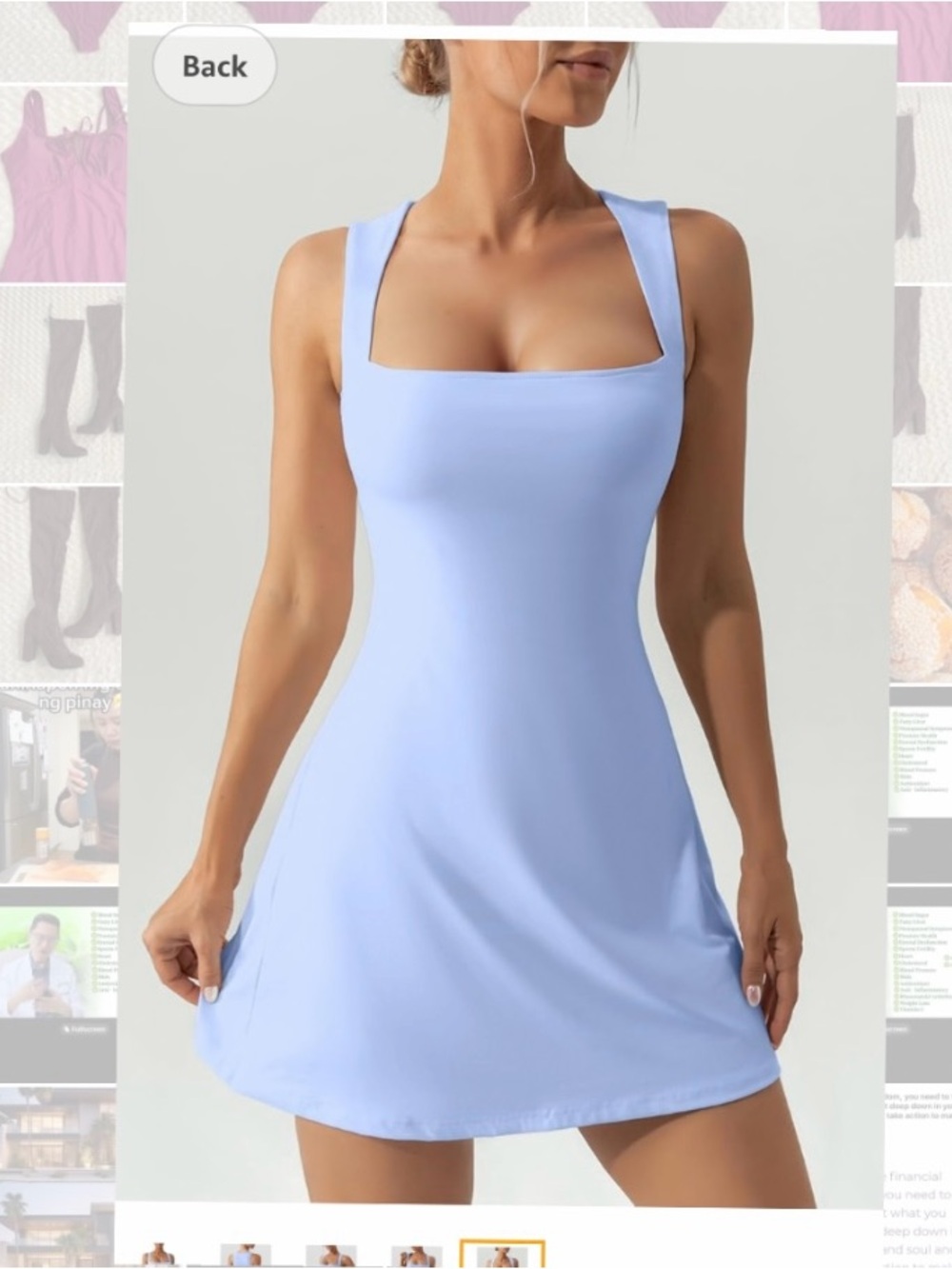 New Women Medium QINSEN Women's Square Neck Bodice Dress Sleeveless